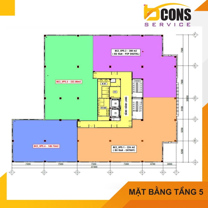 Mat bang Tang 5 Toa nha van phong Bcons Tower II