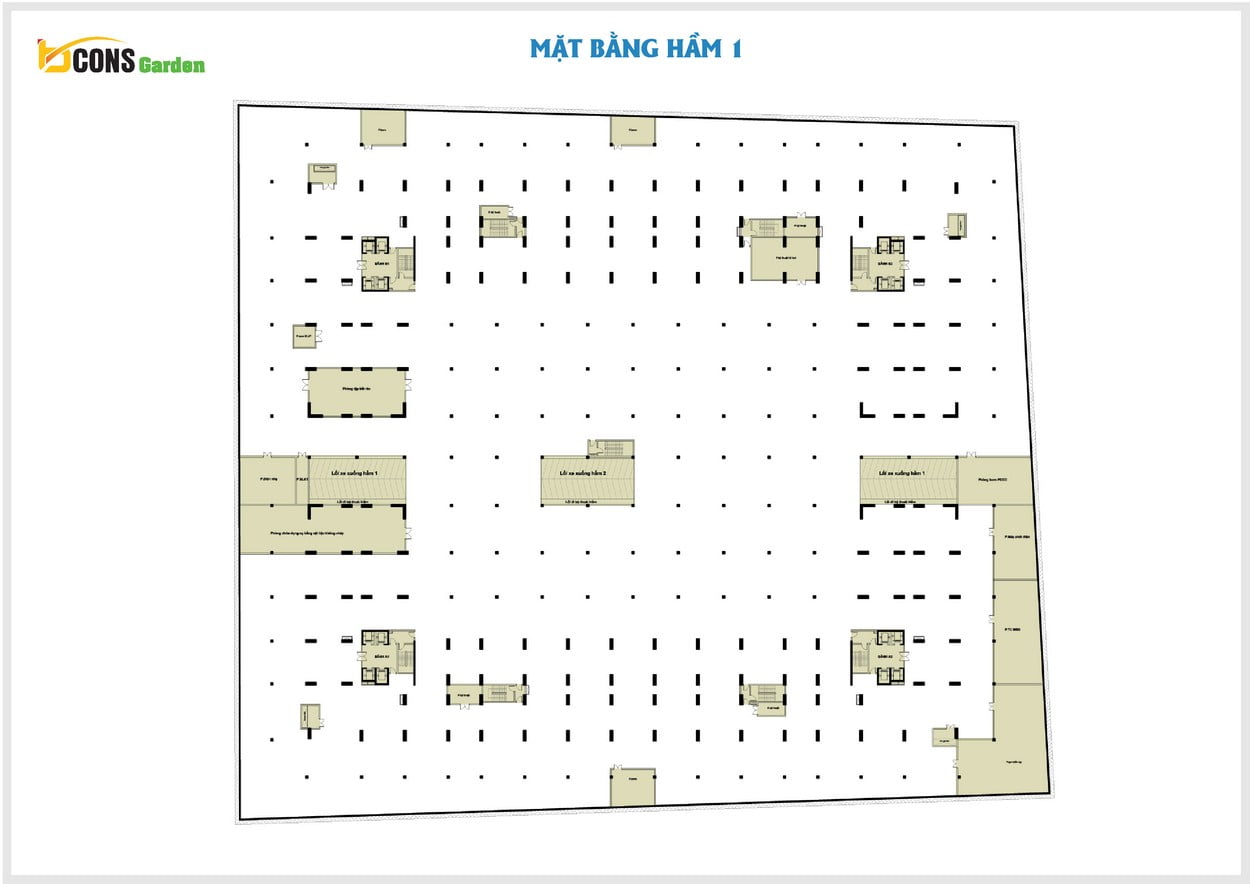 Mặt bằng tầng hầm 1 dự án Bcons Garden