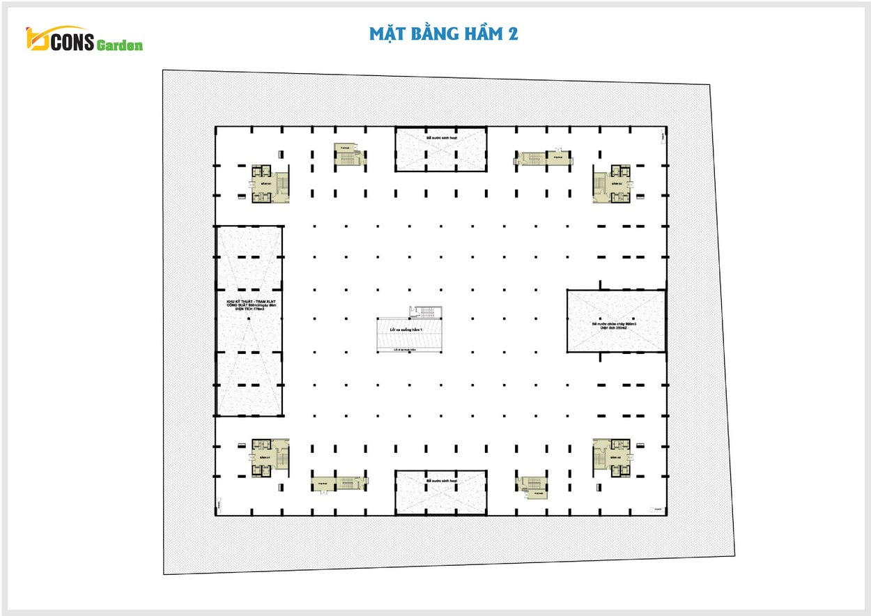 Mặt bằng tầng hầm 2 dự án Bcons Garden