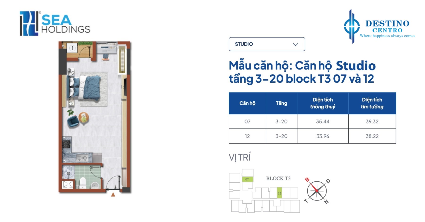 Thiết kế căn hộ Studio Destino Centro