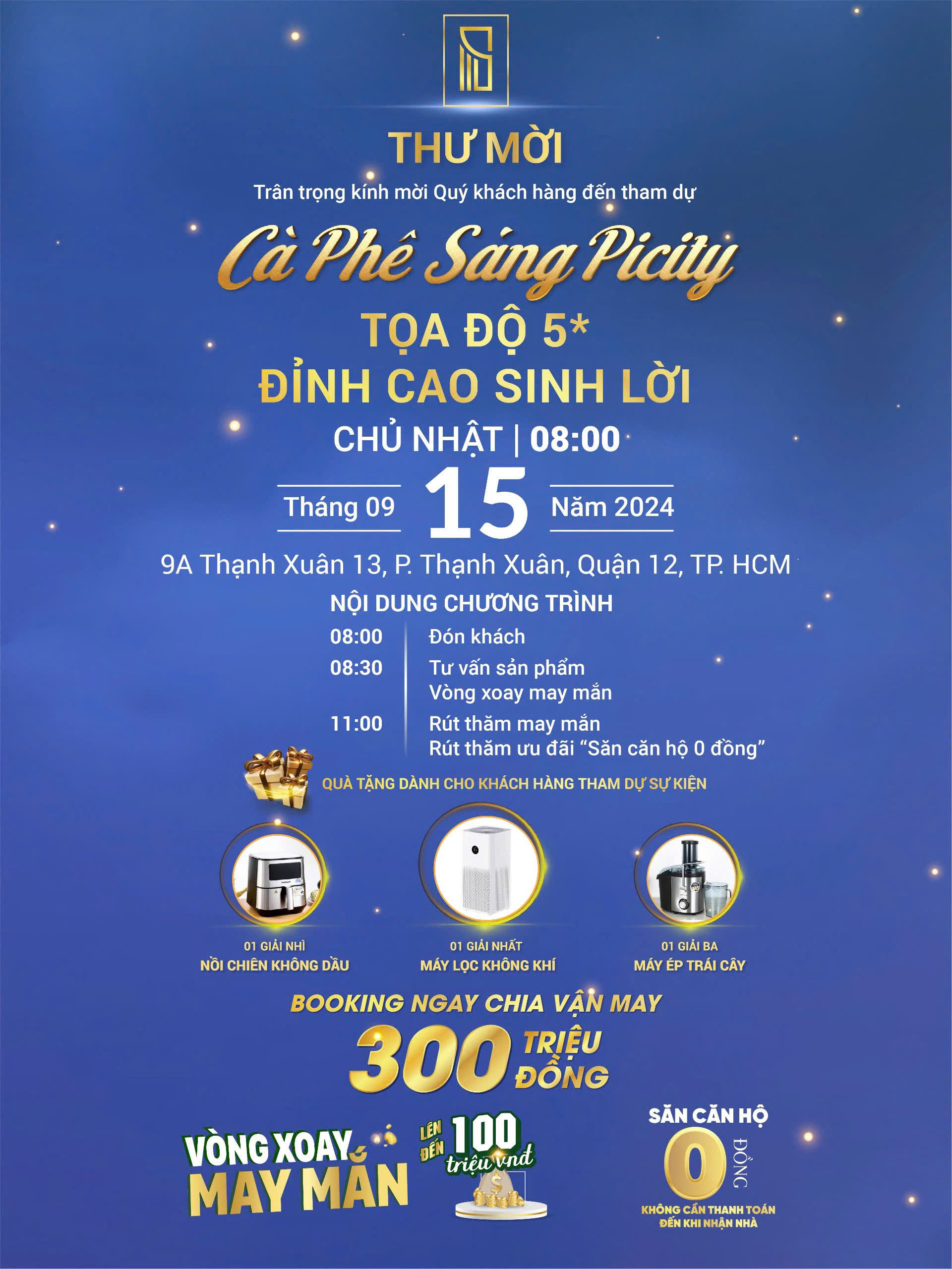 Phần quà may mắn tại Cafe sáng Picity Sky Park ngày 15/9/2024