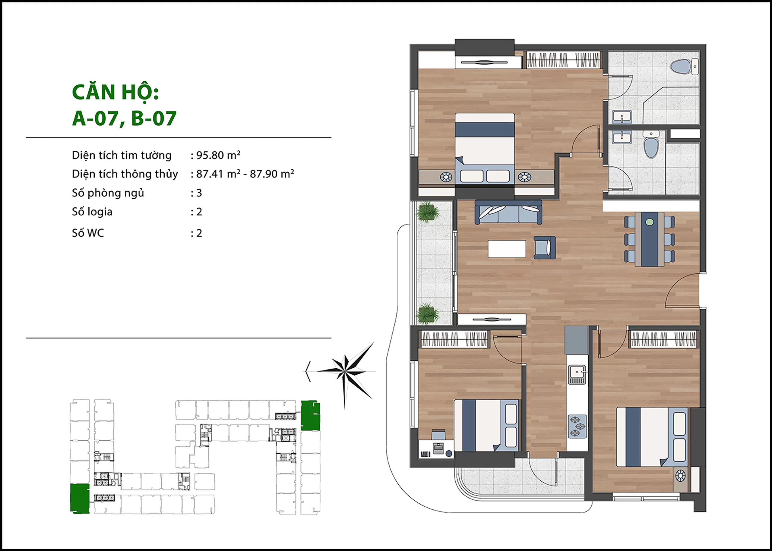 Thiết kế căn 3PN dự án Ben Hill