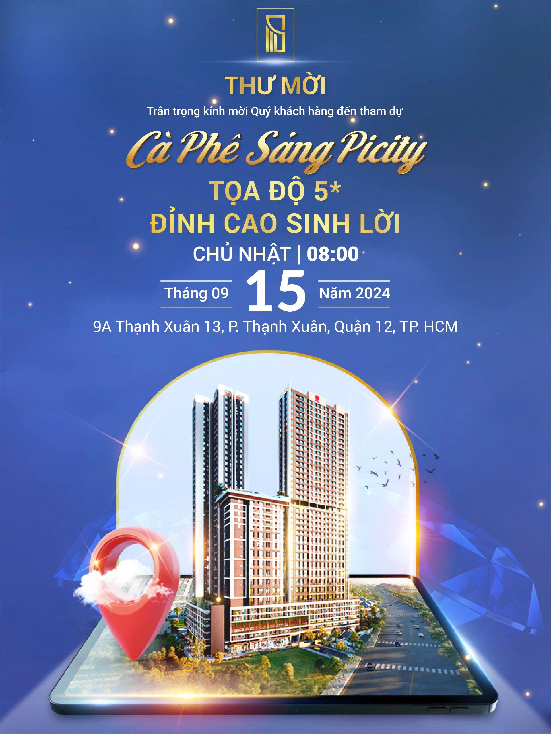 Thư mời sự kiện Cafe sáng Picity Sky Park ngày 15/9/2024