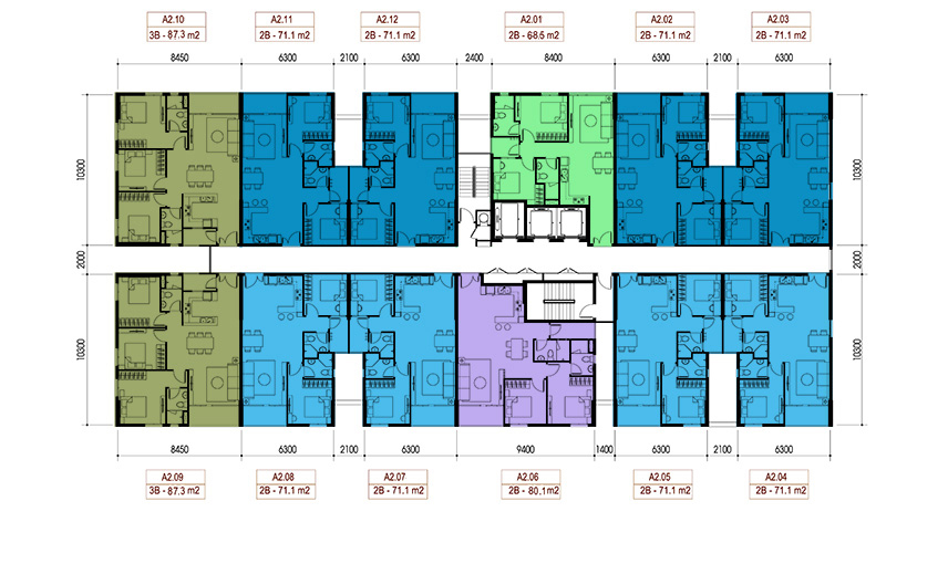 Mat bang Opal Riverside tang 16 den 18 thap A2