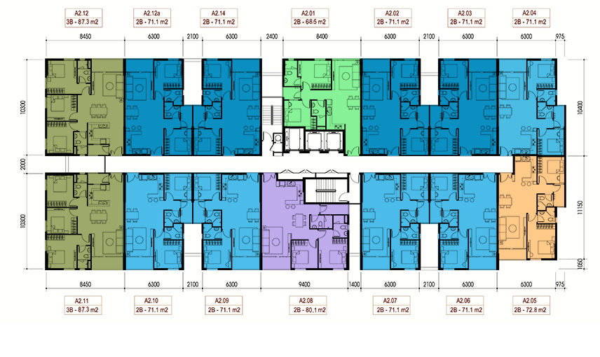 Mat bang Opal Riverside tang 3 den 11 thap A2