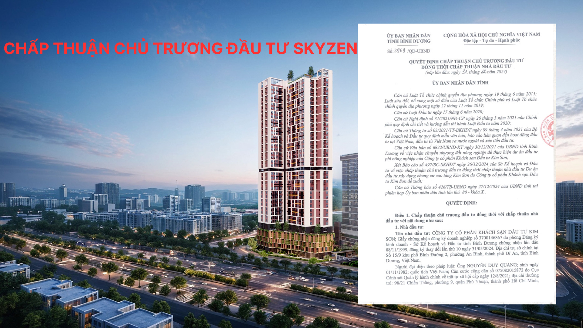 Chấp thuận chủ trương đầu tư SkyZen 31/12/2024